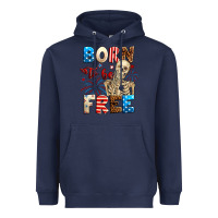 Navy Born to be free with skeleton 4th of july Heavyweight Hoodie - Neo Western