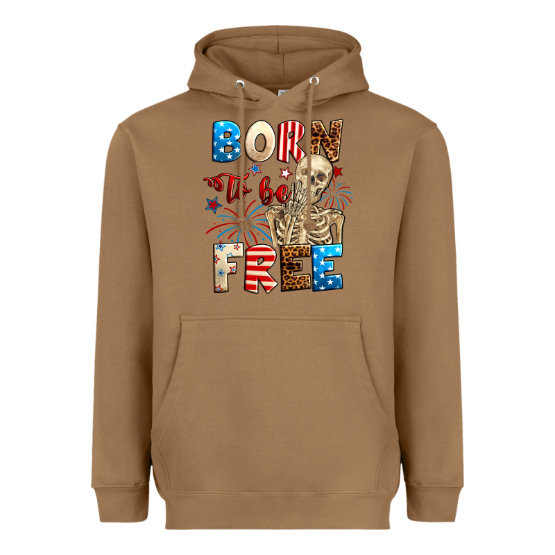Born To Be Free With Skeleton 4th Of July Heavyweight Hoodie by Neo Western | Teevron
