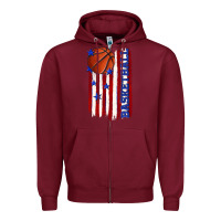 Burgundy basketball american flag Zipper Hoodie - texasbilliewilder