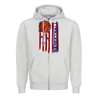 Dove Grey basketball american flag Zipper Hoodie - texasbilliewilder