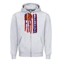 Heather Grey basketball american flag Zipper Hoodie - texasbilliewilder