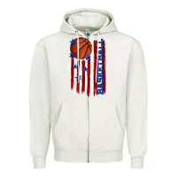 Oatmeal Heather basketball american flag Zipper Hoodie - texasbilliewilder