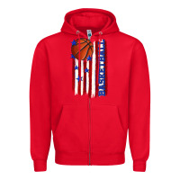Red basketball american flag Zipper Hoodie - texasbilliewilder