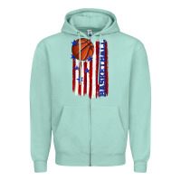 Seafoam basketball american flag Zipper Hoodie - texasbilliewilder