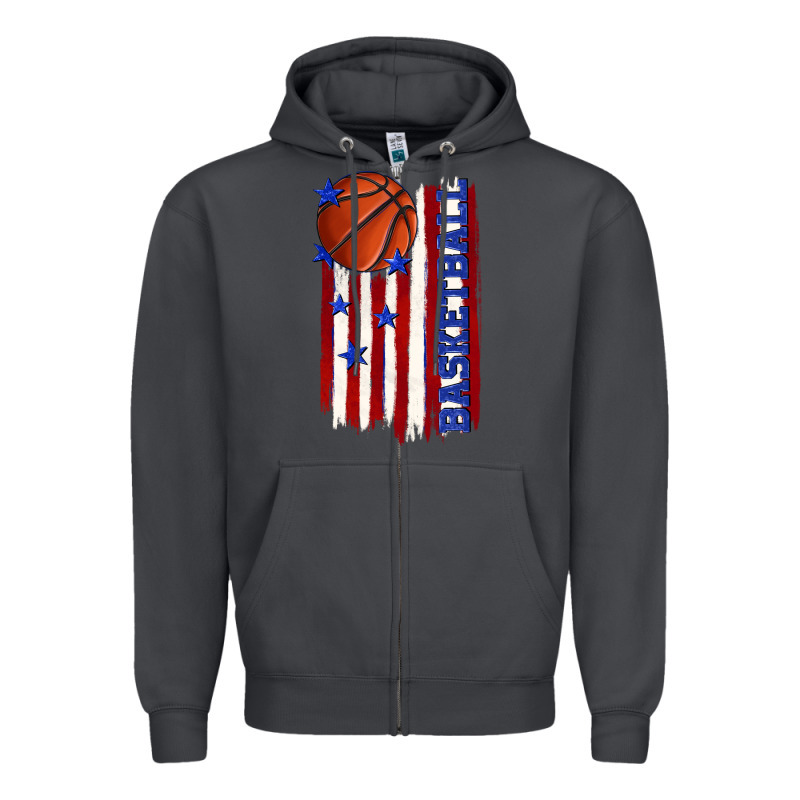 Basketball American Flag Zipper Hoodie by texasbilliewilder | Teevron