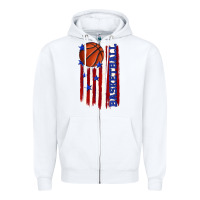 White basketball american flag Zipper Hoodie - texasbilliewilder