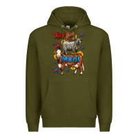Army Green red white moo farm animals 4th of july Premium Hoodie - LillyAllenDesigns
