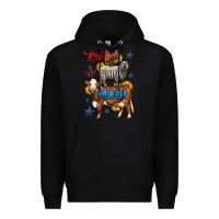 Black red white moo farm animals 4th of july Premium Hoodie - LillyAllenDesigns