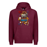 Burgundy red white moo farm animals 4th of july Premium Hoodie - LillyAllenDesigns