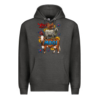 Charcoal Heather red white moo farm animals 4th of july Premium Hoodie - LillyAllenDesigns