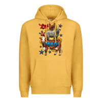 Mustard red white moo farm animals 4th of july Premium Hoodie - LillyAllenDesigns
