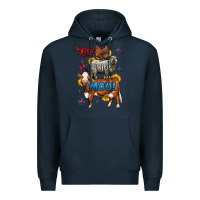 Navy red white moo farm animals 4th of july Premium Hoodie - LillyAllenDesigns