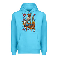 Ocean Blue red white moo farm animals 4th of july Premium Hoodie - LillyAllenDesigns