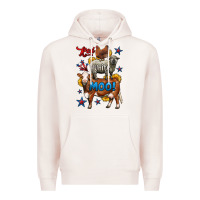 Pale Pink red white moo farm animals 4th of july Premium Hoodie - LillyAllenDesigns