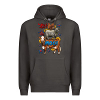 Smoke red white moo farm animals 4th of july Premium Hoodie - LillyAllenDesigns