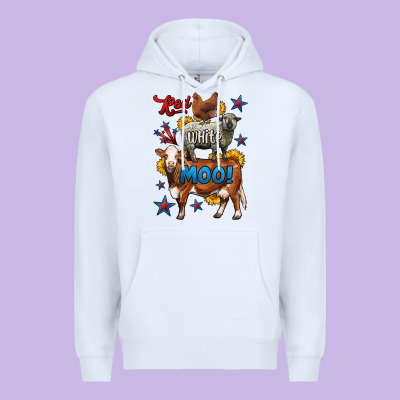 Red White Moo Farm Animals 4th Of July Premium Hoodie Designed By Lillyallendesigns