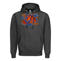 Charcoal Heather basketball background Zipper Hoodie - texasbilliewilder