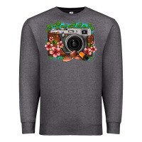 Charcoal Heather floral lotus leaf film roll vintage camera Premium Sweatshirt - FaDigitalArtStudio