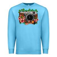 Ocean Blue floral lotus leaf film roll vintage camera Premium Sweatshirt - FaDigitalArtStudio
