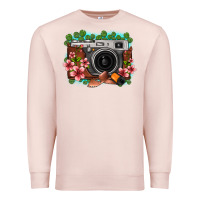 Pale Pink floral lotus leaf film roll vintage camera Premium Sweatshirt - FaDigitalArtStudio