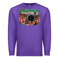 Purple floral lotus leaf film roll vintage camera Premium Sweatshirt - FaDigitalArtStudio