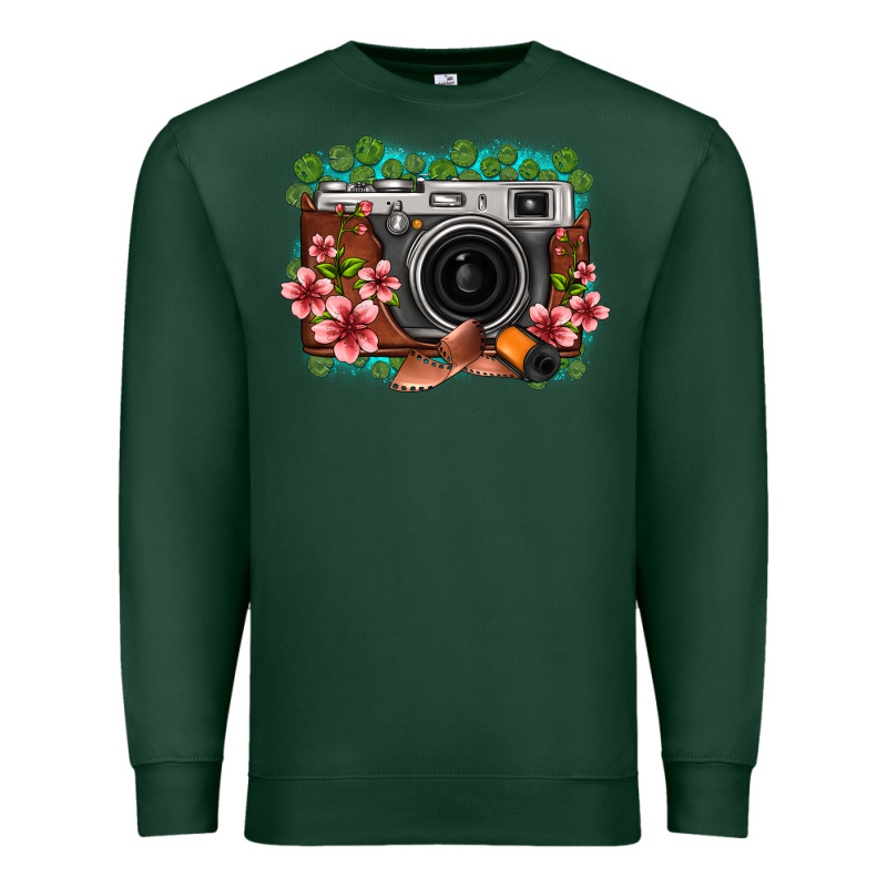 Floral Lotus Leaf Film Roll Vintage Camera Premium Sweatshirt by FaDigitalArtStudio | Teevron