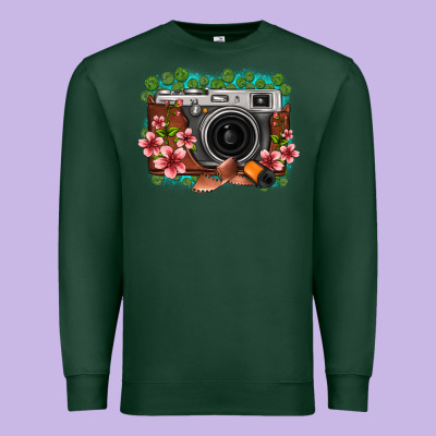 Floral Lotus Leaf Film Roll Vintage Camera Premium Sweatshirt Designed By Fadigitalartstudio