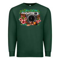 Sports Green floral lotus leaf film roll vintage camera Premium Sweatshirt - FaDigitalArtStudio