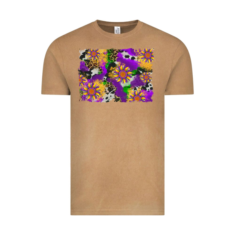 Mardi Gras Sunflower Cowhide Leopard And Glitter Background Vintage Tee by Artiststas | Teevron