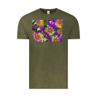 Vintage Olive mardi gras sunflower cowhide leopard and glitter background Vintage Tee - Artiststas