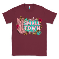 Burgundy just a small town girl cowgirl boots Classic Tee - texasbilliewilder