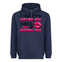 Navy i wish i was kissing you instead of missing you Heavyweight Hoodie - FaDigitalArtStudio
