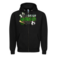 Black little sister biggest fan soccer Zipper Hoodie - Zillion Design Studio