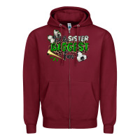 Burgundy little sister biggest fan soccer Zipper Hoodie - Zillion Design Studio