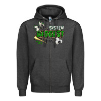 Charcoal Heather little sister biggest fan soccer Zipper Hoodie - Zillion Design Studio