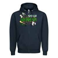 Navy little sister biggest fan soccer Zipper Hoodie - Zillion Design Studio