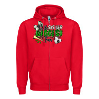 Red little sister biggest fan soccer Zipper Hoodie - Zillion Design Studio