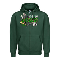 Sports Green little sister biggest fan soccer Zipper Hoodie - Zillion Design Studio