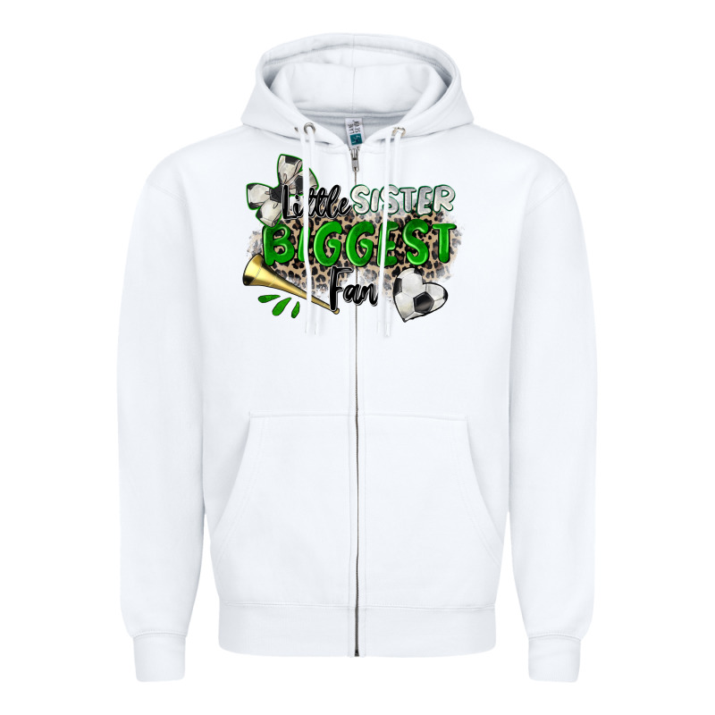 Little Sister Biggest Fan Soccer Zipper Hoodie by Zillion Design Studio | Teevron