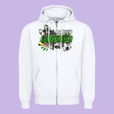 Little Sister Biggest Fan Soccer Zipper Hoodie Designed By Zillion Design Studio