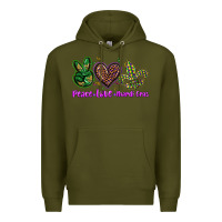 Army Green peace love mardi gras Premium Hoodie - BarkalooDesign