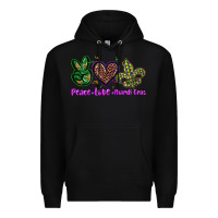 Black peace love mardi gras Premium Hoodie - BarkalooDesign