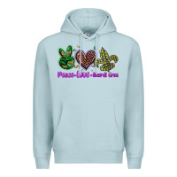 Blue Mist peace love mardi gras Premium Hoodie - BarkalooDesign