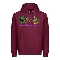 Burgundy peace love mardi gras Premium Hoodie - BarkalooDesign