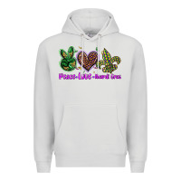 Dove Grey peace love mardi gras Premium Hoodie - BarkalooDesign