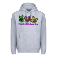 Heather Grey peace love mardi gras Premium Hoodie - BarkalooDesign
