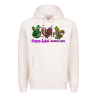Pale Pink peace love mardi gras Premium Hoodie - BarkalooDesign