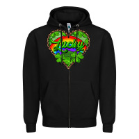 Black lucky heart with leopard Zipper Hoodie - RanaPortraitStore