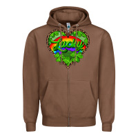 Chestnut lucky heart with leopard Zipper Hoodie - RanaPortraitStore