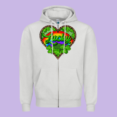 Zipper Hoodie lucky heart with leopard